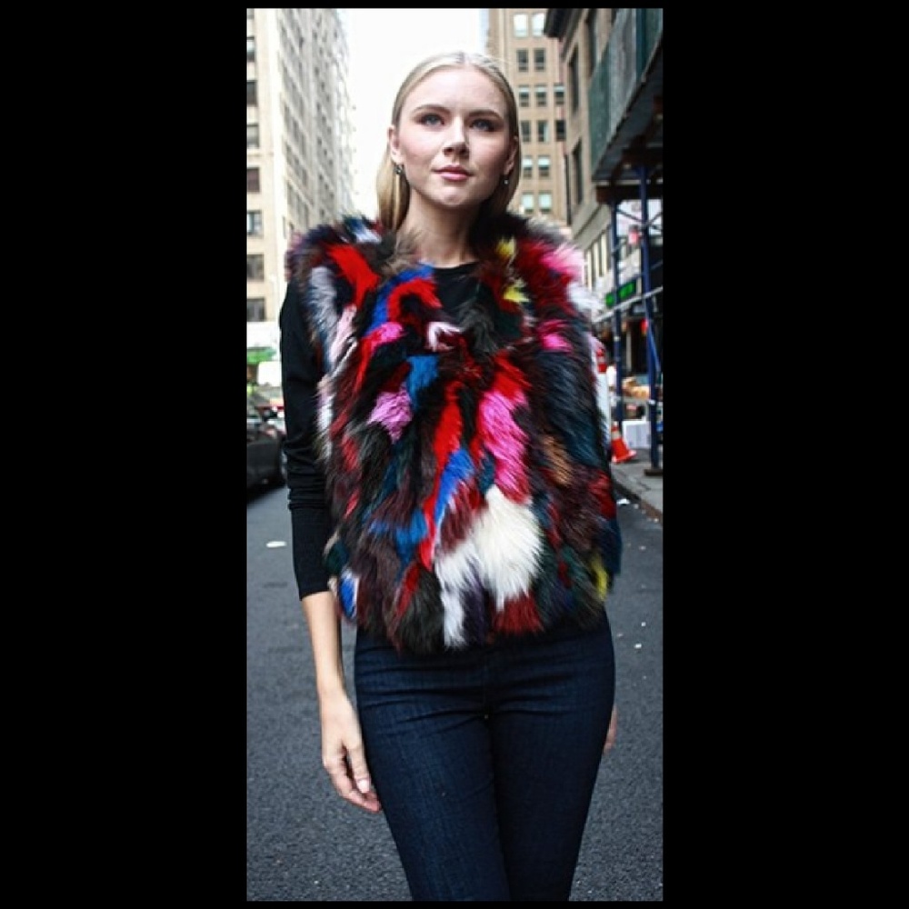Multi Colored Fox Fur Vest